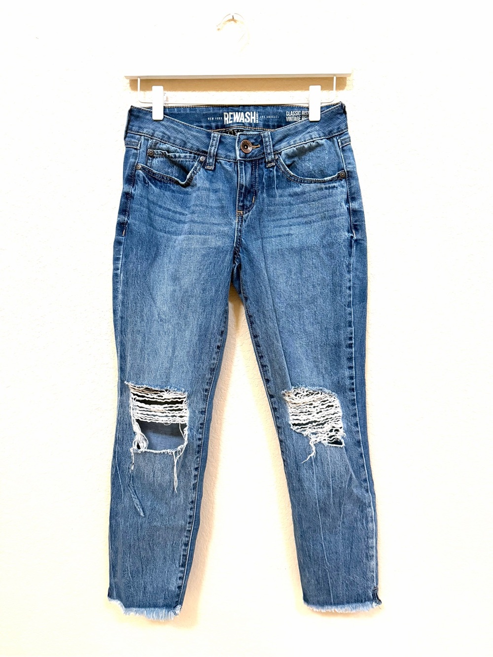 Rewash Distressed Classic Rise Vintage Reunion Jeans